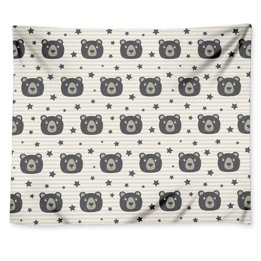 Cute Black Bear Pattern Print Tapestry