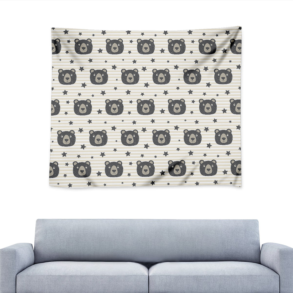 Cute Black Bear Pattern Print Tapestry