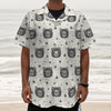 Cute Black Bear Pattern Print Textured Short Sleeve Shirt