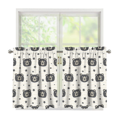 Cute Black Bear Pattern Print Tier Curtains