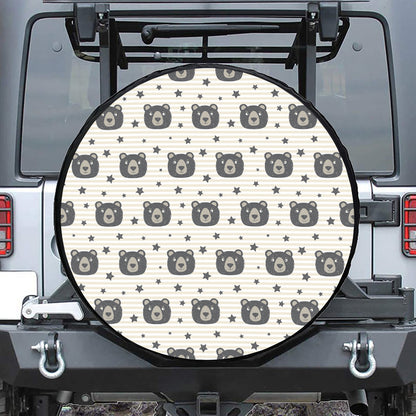 Cute Black Bear Pattern Print Tire Cover