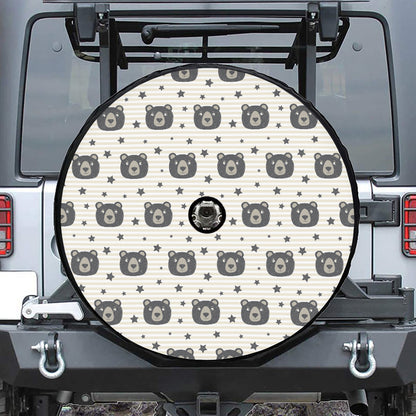 Cute Black Bear Pattern Print Tire Cover With Camera Hole