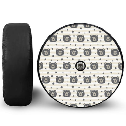 Cute Black Bear Pattern Print Tire Cover With Camera Hole