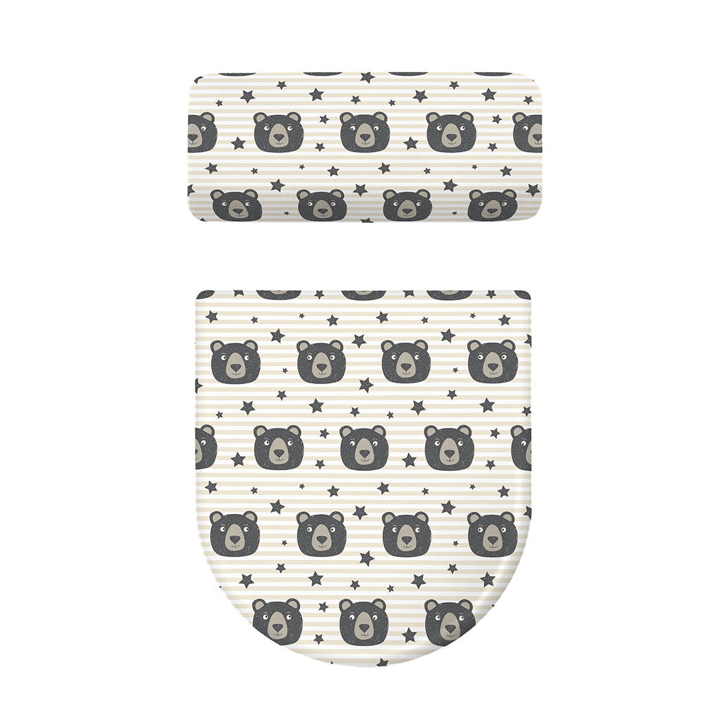 Cute Black Bear Pattern Print Toilet Lid And Tank Cover Set