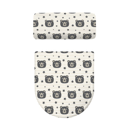 Cute Black Bear Pattern Print Toilet Lid And Tank Cover Set