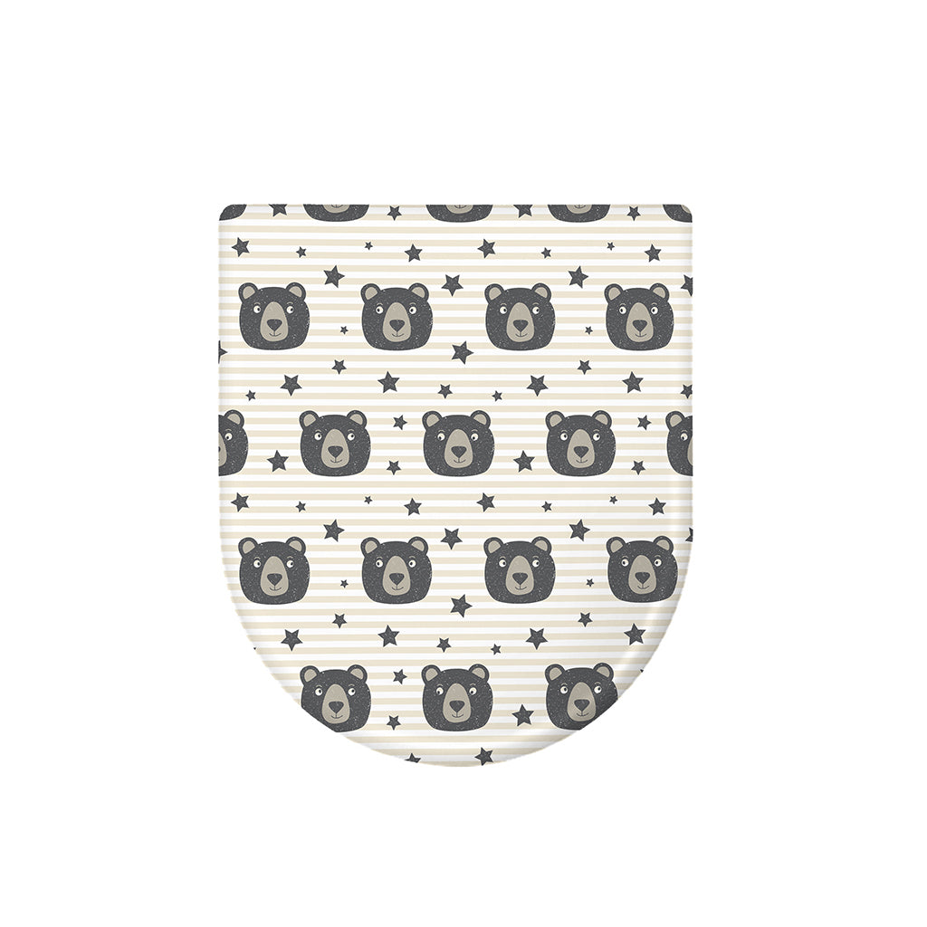Cute Black Bear Pattern Print Toilet Lid Cover