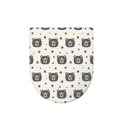 Cute Black Bear Pattern Print Toilet Lid Cover