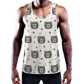 Cute Black Bear Pattern Print Men's Workout Tank Top
