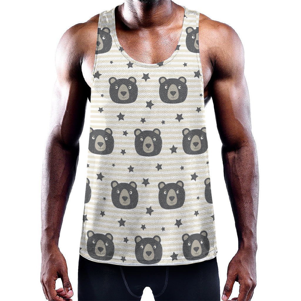 Cute Black Bear Pattern Print Training Tank Top