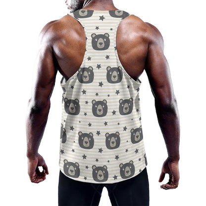 Cute Black Bear Pattern Print Training Tank Top