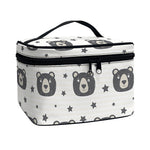 Cute Black Bear Pattern Print Travel Makeup Bag