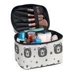 Cute Black Bear Pattern Print Travel Makeup Bag