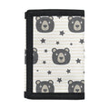 Cute Black Bear Pattern Print Trifold Wallet