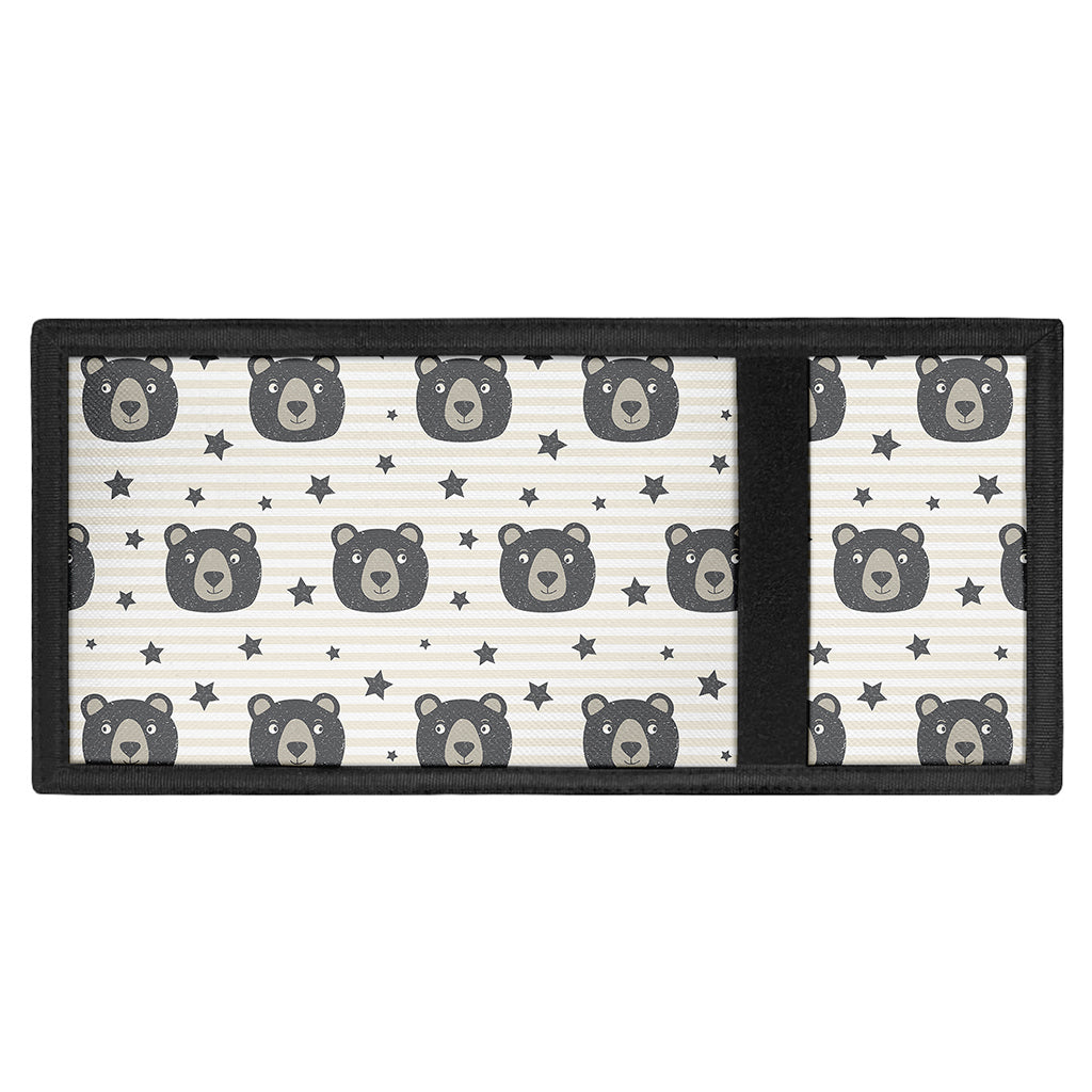 Cute Black Bear Pattern Print Trifold Wallet