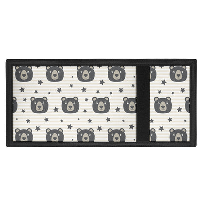 Cute Black Bear Pattern Print Trifold Wallet
