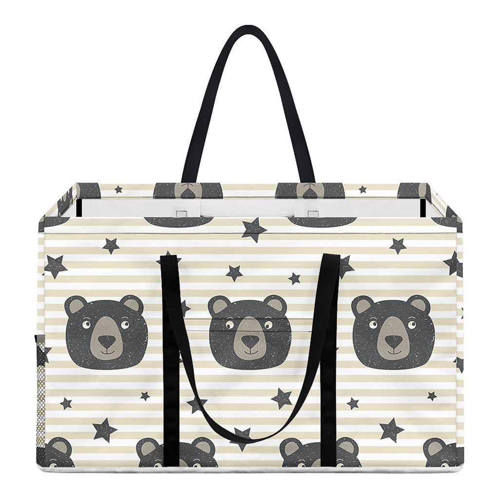 Cute Black Bear Pattern Print Utility Tote Bag