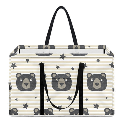 Cute Black Bear Pattern Print Utility Tote Bag