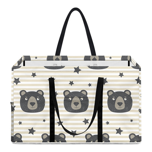 Cute Black Bear Pattern Print Utility Tote Bag