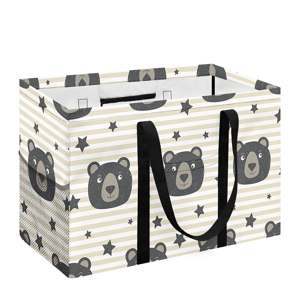 Cute Black Bear Pattern Print Utility Tote Bag