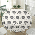 Cute Black Bear Pattern Print Waterproof Round Tablecloth