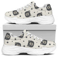 Cute Black Bear Pattern Print White Chunky Shoes