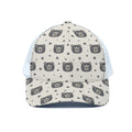 Cute Black Bear Pattern Print White Mesh Trucker Hat