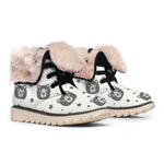 Cute Black Bear Pattern Print Winter Boots
