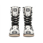 Cute Black Bear Pattern Print Winter Boots