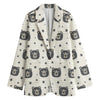 Cute Black Bear Pattern Print Women's Blazer