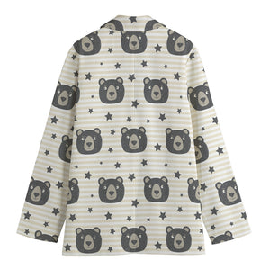 Cute Black Bear Pattern Print Women's Blazer