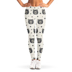 Cute Black Bear Pattern Print Women's Leggings