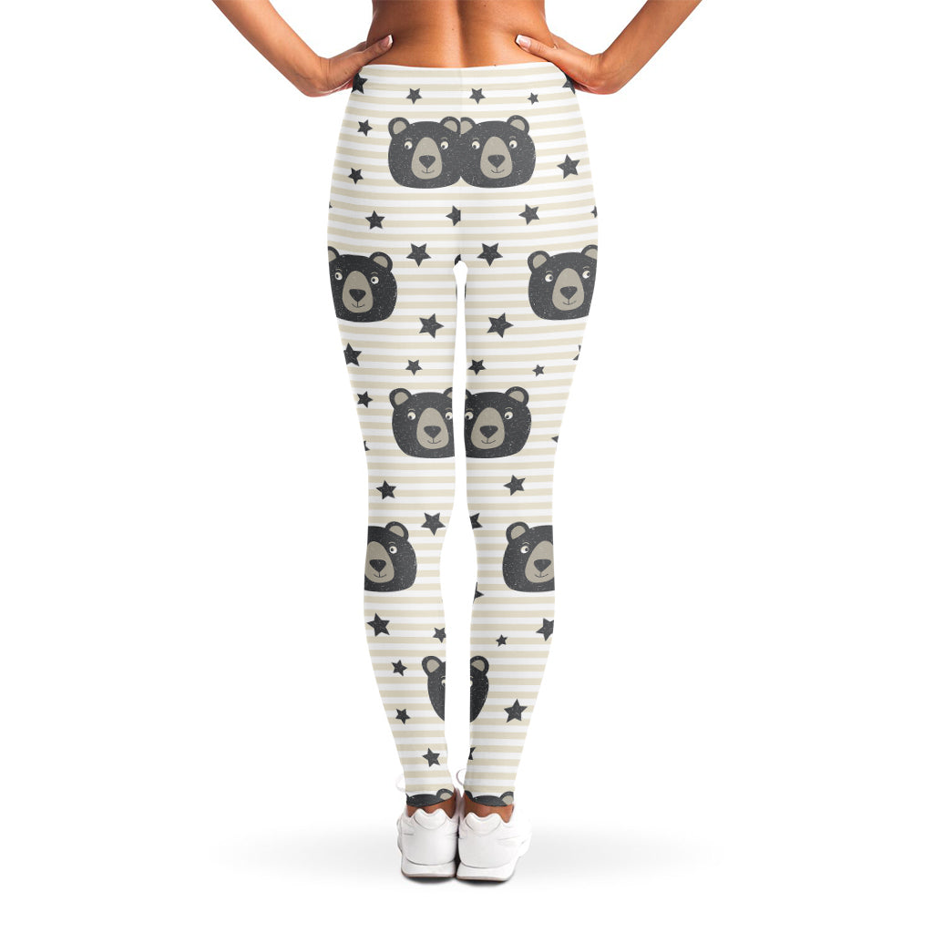 Cute Black Bear Pattern Print Women's Leggings