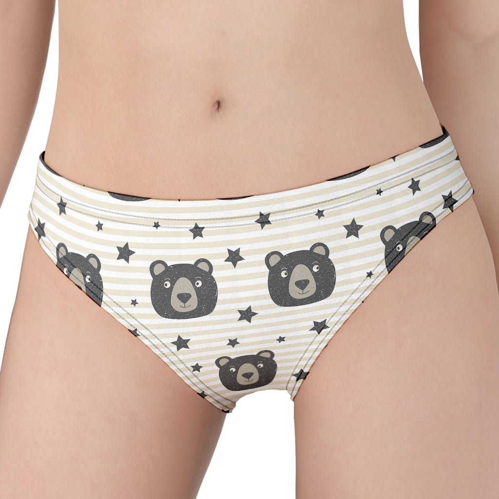 Cute Black Bear Pattern Print Women's Panties