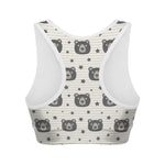 Cute Black Bear Pattern Print Women's Sports Bra