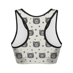 Cute Black Bear Pattern Print Women's Sports Bra