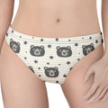 Cute Black Bear Pattern Print Women's Thong
