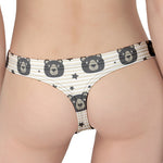 Cute Black Bear Pattern Print Women's Thong