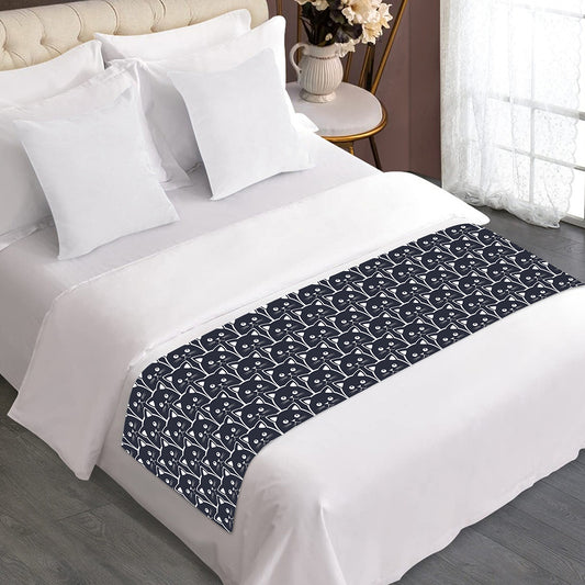 Cute Black Cat Pattern Print Bed Runner