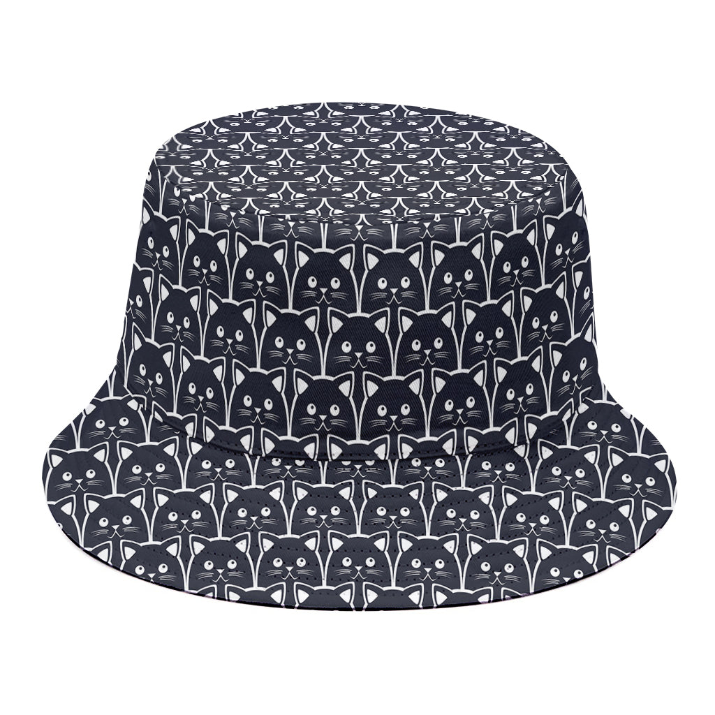 Cute Black Cat Pattern Print Bucket Hat