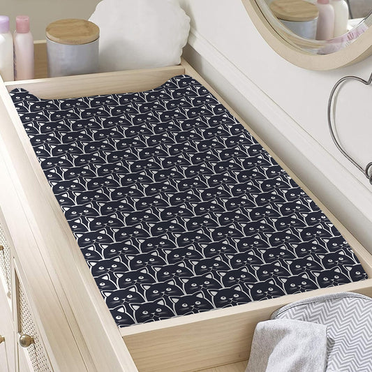 Cute Black Cat Pattern Print Changing Pad Cover