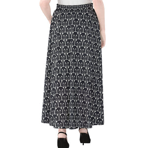 Cute Black Cat Pattern Print Chiffon Maxi Skirt