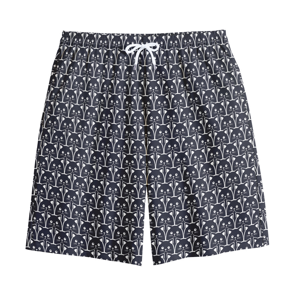 Cute Black Cat Pattern Print Cotton Shorts