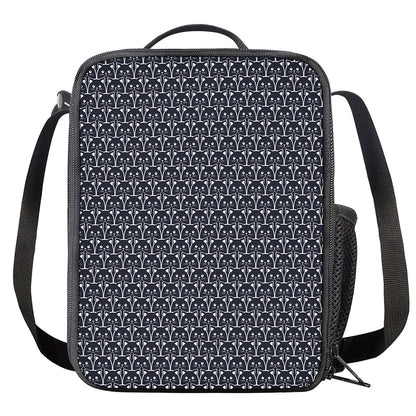 Cute Black Cat Pattern Print Crossbody Lunch Bag
