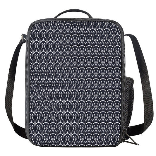 Cute Black Cat Pattern Print Crossbody Lunch Bag