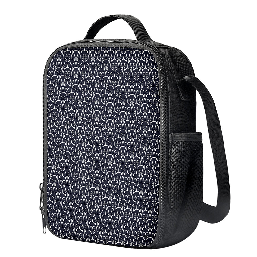 Cute Black Cat Pattern Print Crossbody Lunch Bag