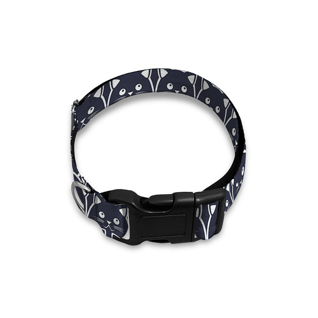 Cute Black Cat Pattern Print Dog Collar