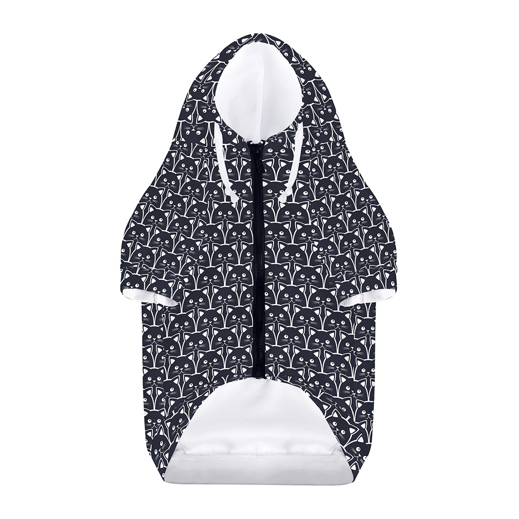 Cute Black Cat Pattern Print Dog Zip Up Hoodie