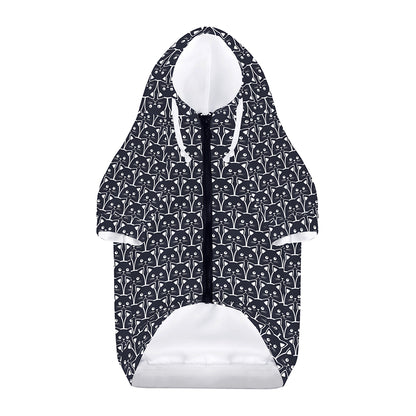 Cute Black Cat Pattern Print Dog Zip Up Hoodie