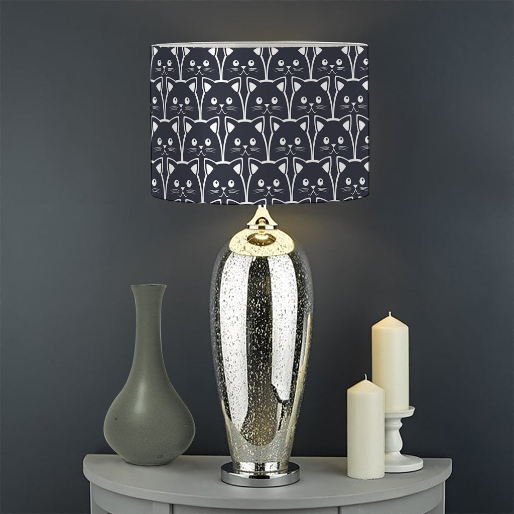 Cute Black Cat Pattern Print Drum Lamp Shade