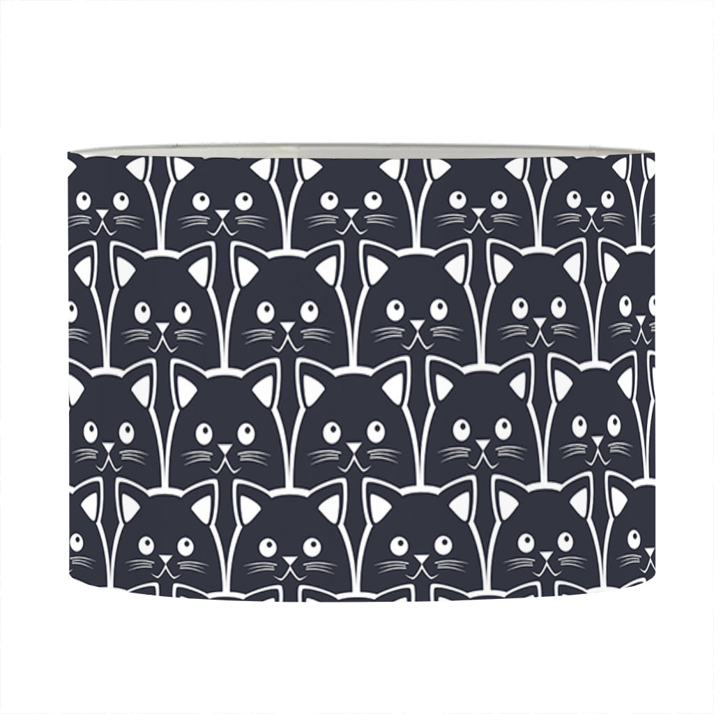 Cute Black Cat Pattern Print Drum Lamp Shade